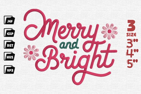 Merry and Bright Embroidery Design